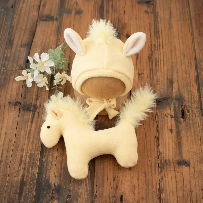 Yellow Horse Outfit Set with Tail Horse - Newborn Photography Props - Image 3